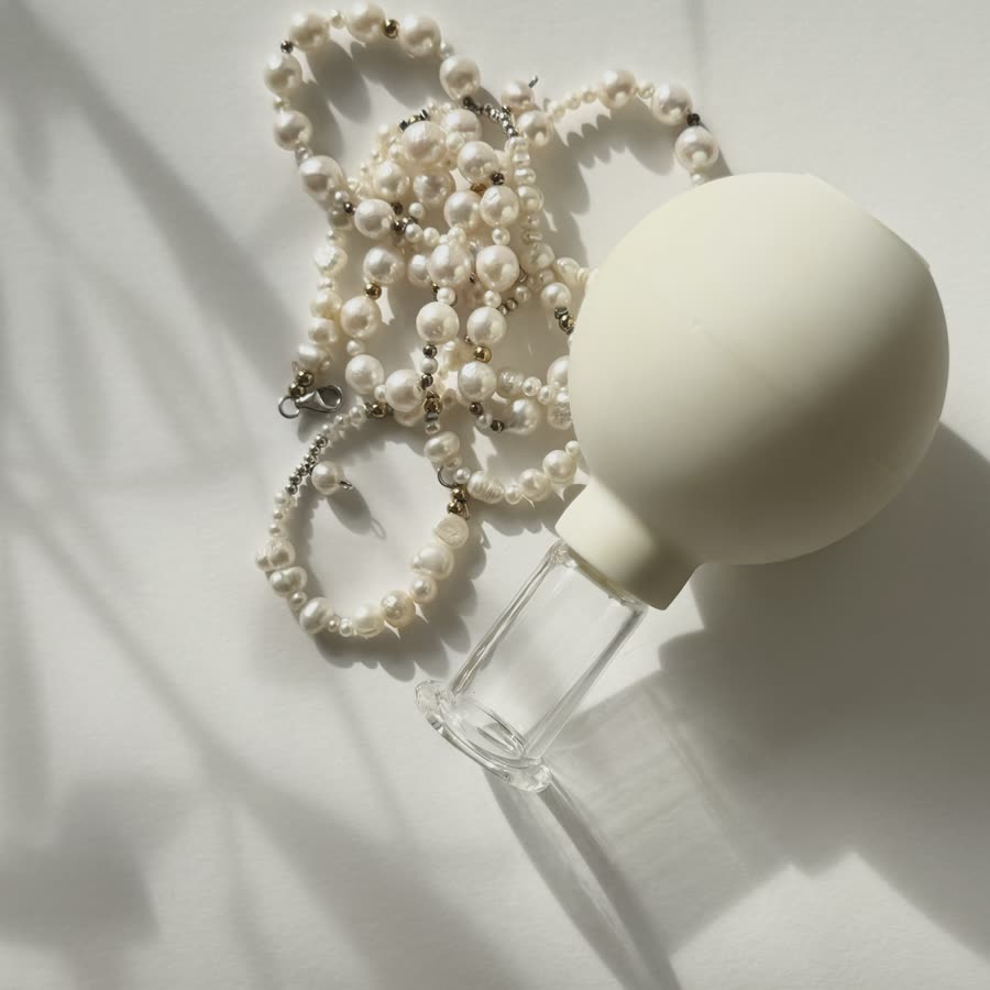 Pearls and facial cupping bulb